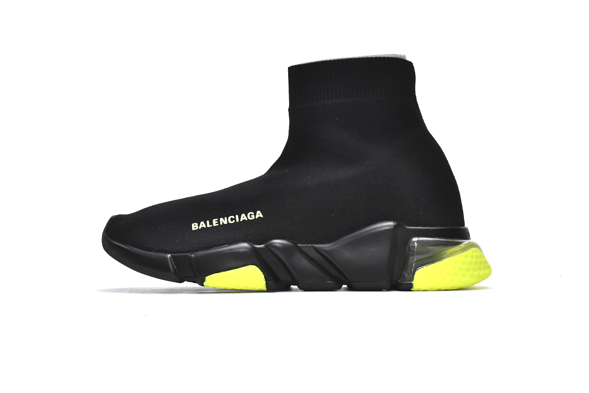 Balenciaga Speed Trainer Clear Sole - Black Yellow Fluo 607544 W2DBW 1048