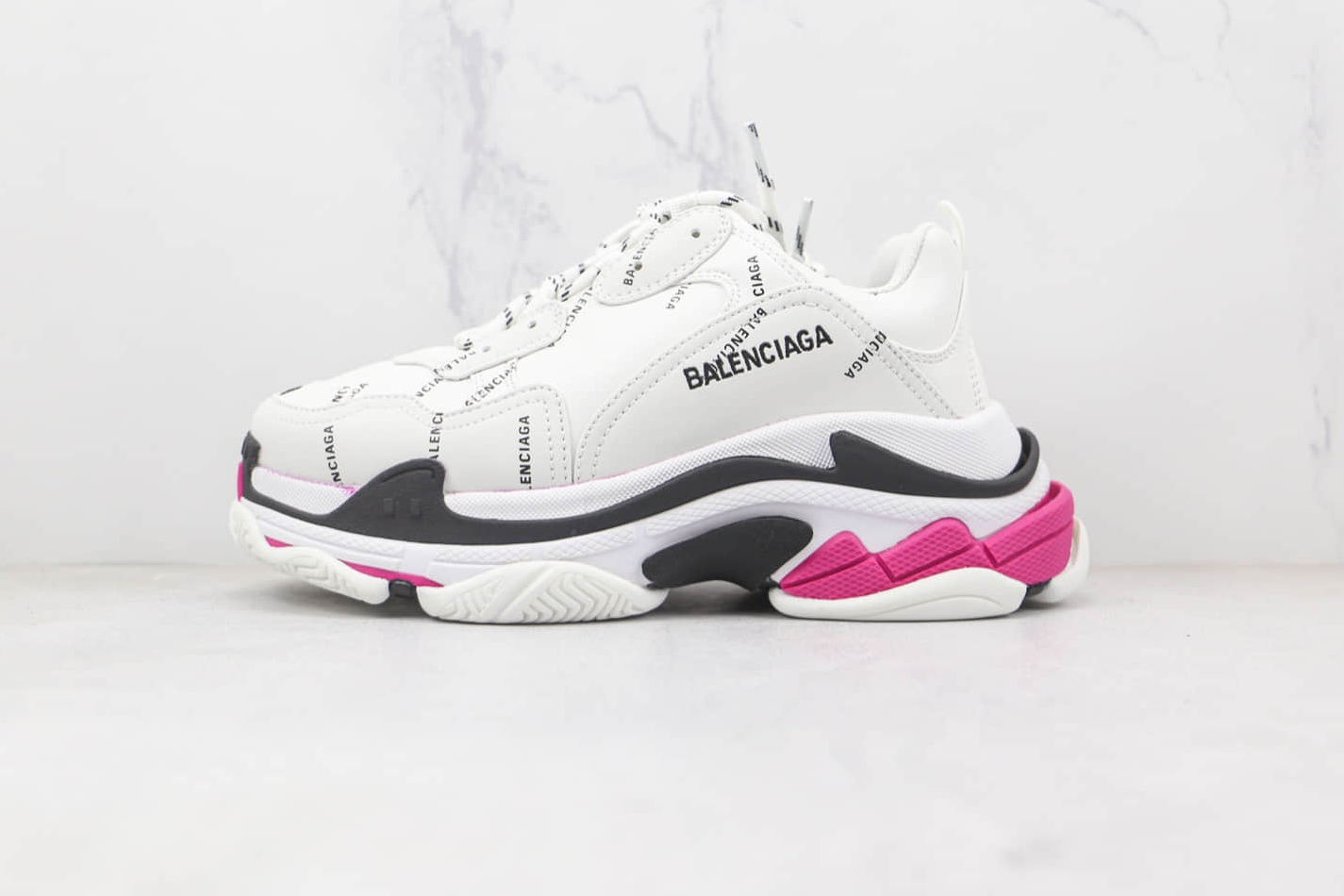 Balenciaga Triple S Sneaker 'Allover Logo White Pink' 524039W2FA49155 | Stylish and Unique Women's Sneakers
