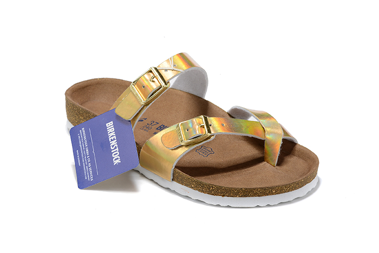 Birkenstock Mayari Birko-Flor Patent Gold Sandals - Trendy and Comfortable