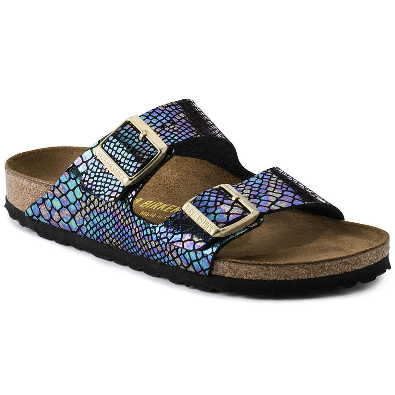 Birkenstock Arizona Shiny Snake Black Multicolor Sandals - Trendy and Comfortable Footwear