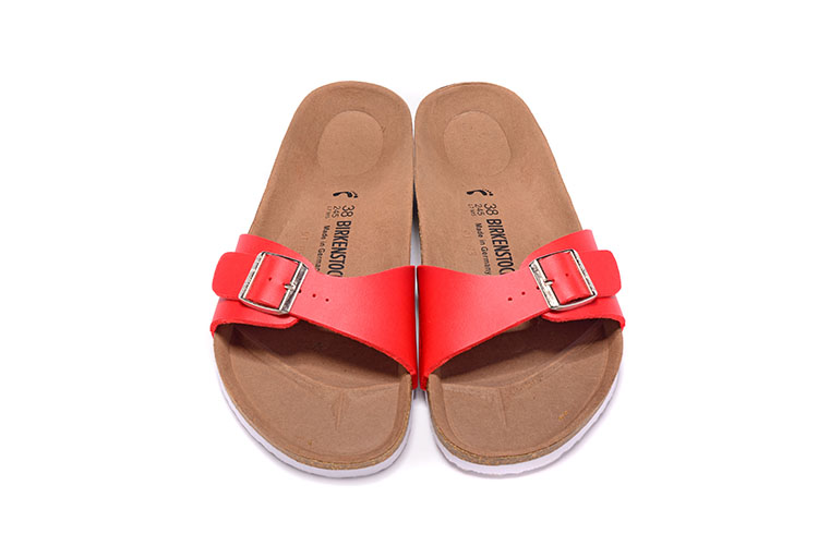 Birkenstock Madrid Patent Flat Footbed Sandals - Vibrant Red Comfort