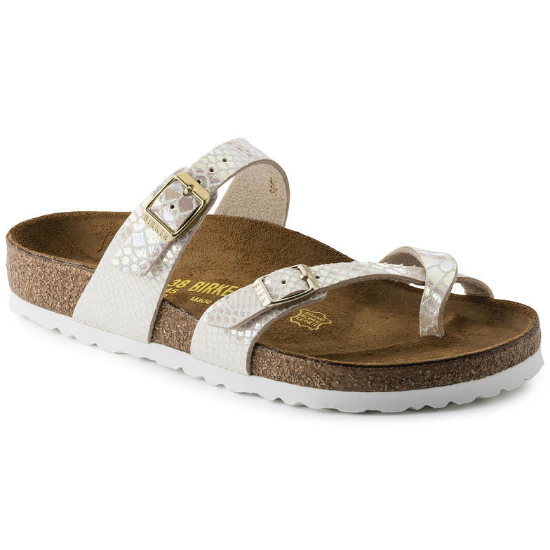 Birkenstock Mayari Shiny Snake Cream Sandals - Stylish and Comfortable Footwear